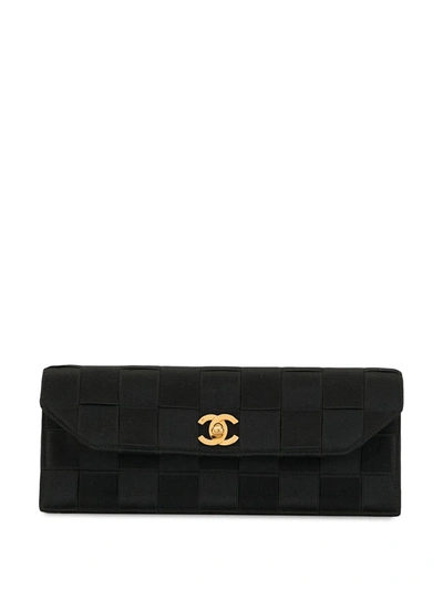 Pre-owned Chanel 1992 Choco Bar Clutch Bag In Black