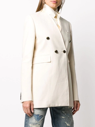 Shop Givenchy Collarless Double-breasted Blazer In Neutrals