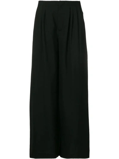 Shop Lanvin Wide Flared Trousers In Black