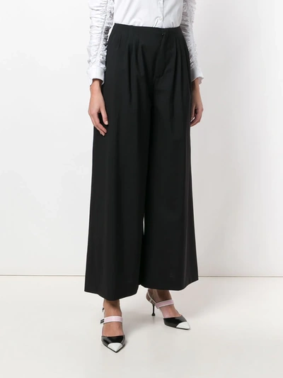 Shop Lanvin Wide Flared Trousers In Black