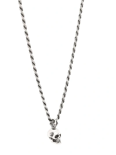 Shop Emanuele Bicocchi Skull Chain Necklace In Silver