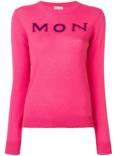 MONCLER LOGO EMBROIDERED SWEATER - 粉色
