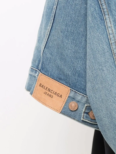 Shop Balenciaga Wide-sleeved Denim Jacket In Blau