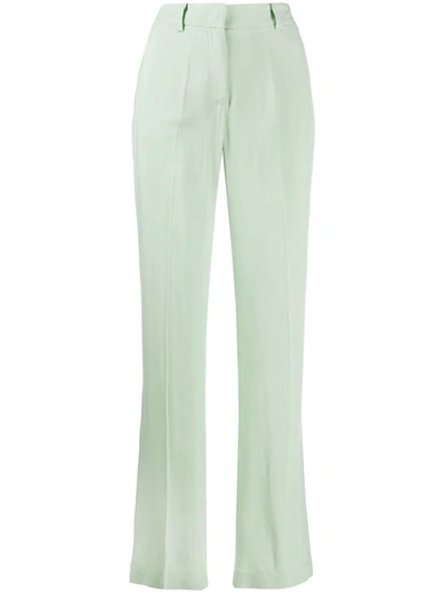 Shop Hebe Studio Mid-rise Straight Leg Trousers In Green