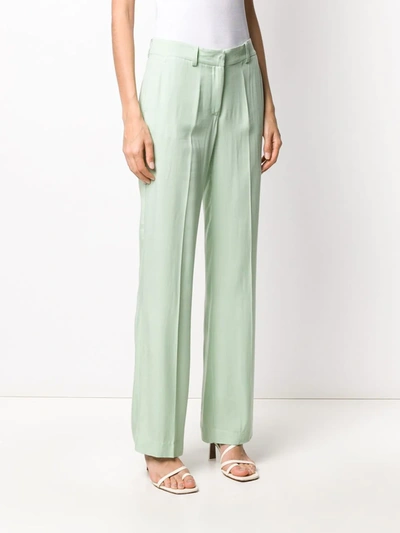 Shop Hebe Studio Mid-rise Straight Leg Trousers In Green