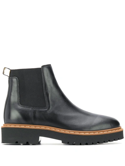 Shop Hogan Leather Ankle Boots In Black