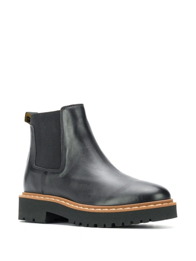 Shop Hogan Leather Ankle Boots In Black