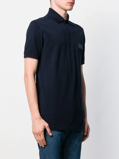 Dolce & Gabbana Men Logo Cotton Polo Shirt In Blue