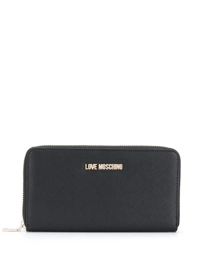 Shop Love Moschino Logo Plaque Purse In Black