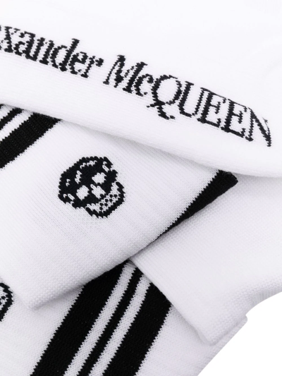 Shop Alexander Mcqueen Logo Skull Embroidered Socks In 白色