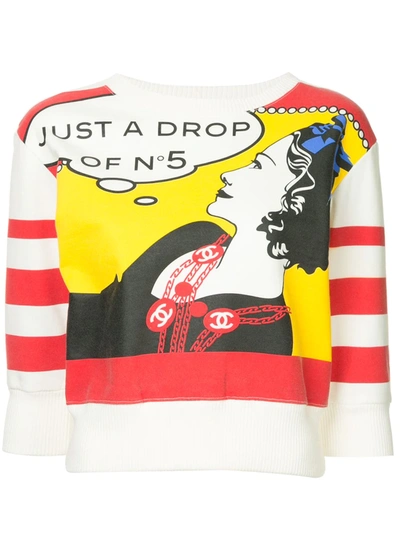 Pre-owned Chanel 2001 Comics-print Cropped Sweatshirt In Multicolour