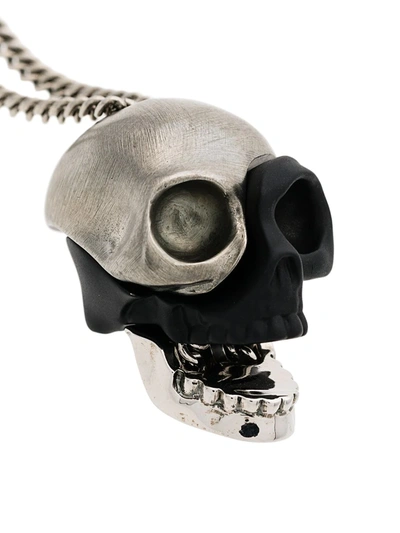 Shop Alexander Mcqueen Divided Skull Pendant Necklace In Black