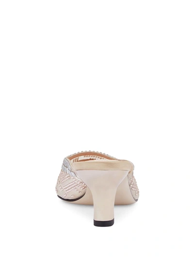 Shop Fendi Colibrì Embellished Ff Motif Mules In Neutrals