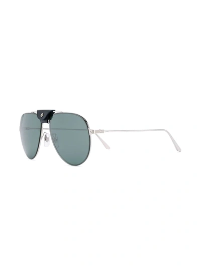 Shop Cartier Aviator Frame Sunglasses In Silver