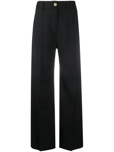 Patou Wide Leg High Waist Trousers With Belt Loops In Black