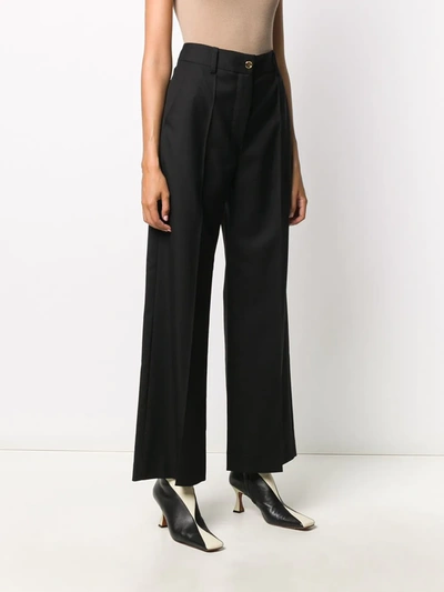 Patou Wide Leg High Waist Trousers With Belt Loops In Black