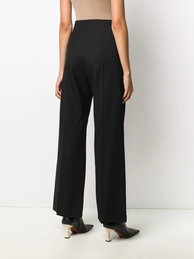 Patou Wide Leg High Waist Trousers With Belt Loops In Black