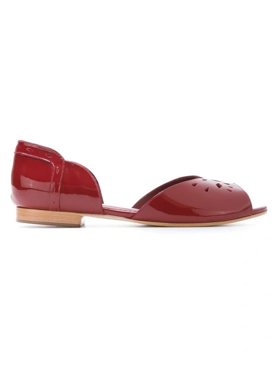 Shop Sarah Chofakian Patent Leather Ballerinas In Red