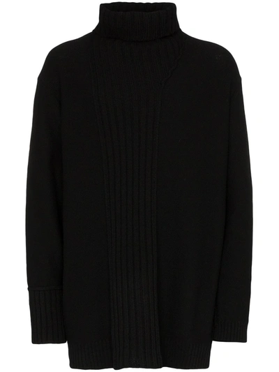 Shop Yohji Yamamoto Oversized Knit Turtleneck Wool Jumper In Black