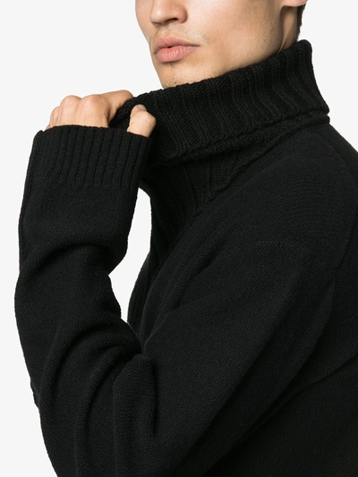 Shop Yohji Yamamoto Oversized Knit Turtleneck Wool Jumper In Black
