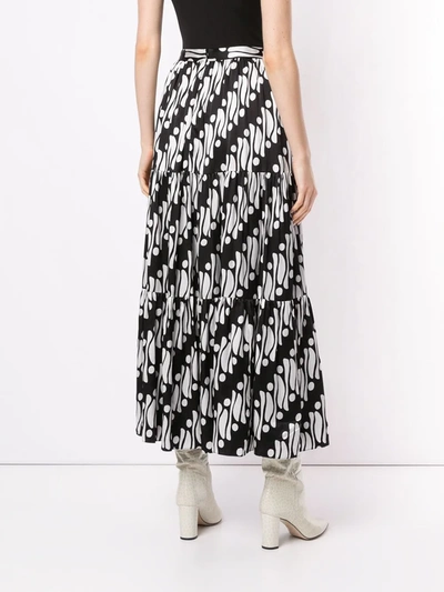 Andrew Gn Printed Silk-blend Satin Skirt In Black