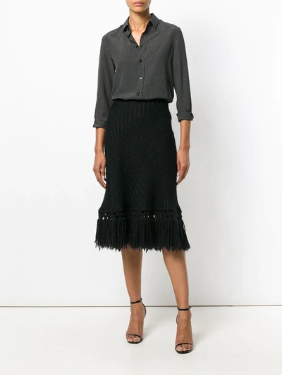 Pre-owned Dolce & Gabbana Fringed Knitted Skirt In Black