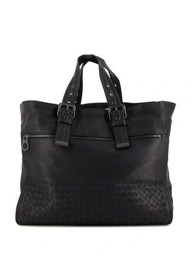 Pre-owned Bottega Veneta 2010s Intrecciato Weave Tote Bag In Black