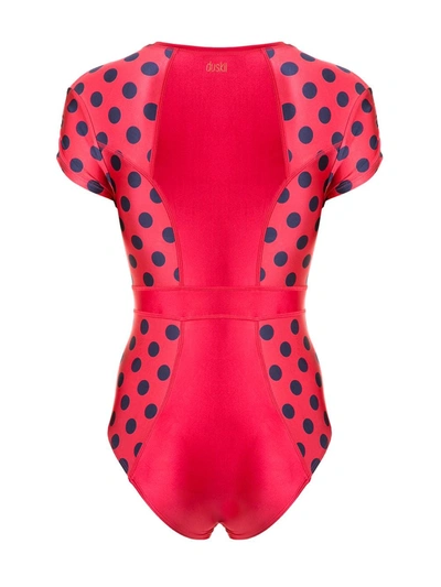 Shop Duskii Cerise Short Cap Sleeve Swimsuit In Red
