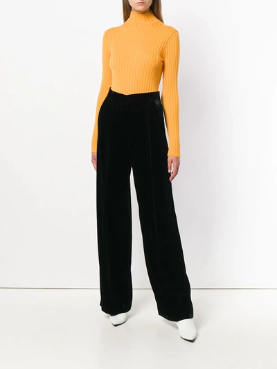 Shop Fendi High Waist Palazzo Trousers In Black