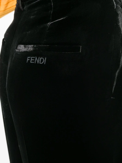 Shop Fendi High Waist Palazzo Trousers In Black