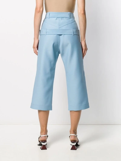 Shop Lanvin Double Belted Cropped Trousers In Blue