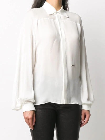 Dsquared2 Shirt In Silk With Wide Sleeves In White