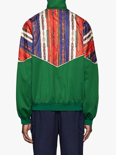 Shop Gucci Oversize Bi-material Jacket In Green