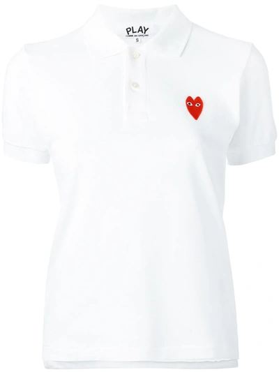 Comme Des Garçons Play Classic Polo Shirt With Red Heart Patch In White