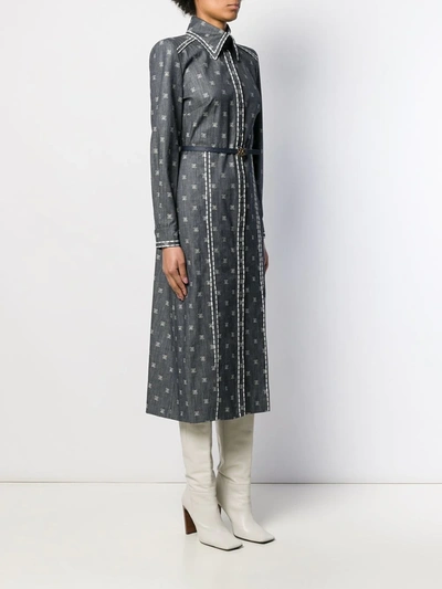 Shop Fendi Karligraphy Motif Shirt Dress In Blue