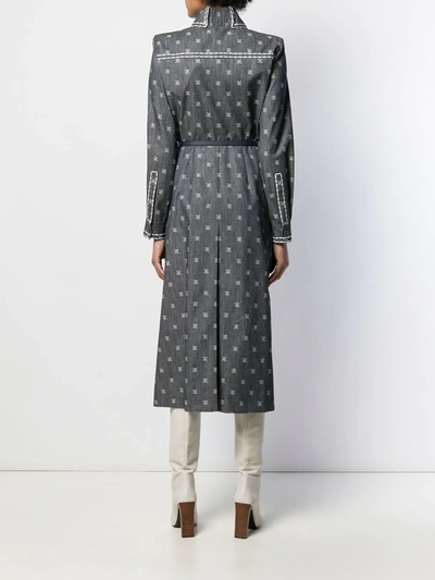 Shop Fendi Karligraphy Motif Shirt Dress In Blue