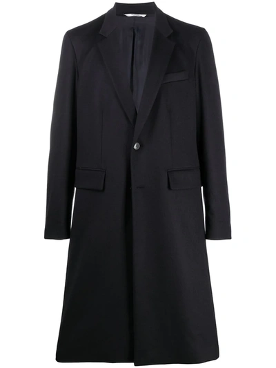 Shop Valentino Long Sleeve Single-breasted Coat In Blue