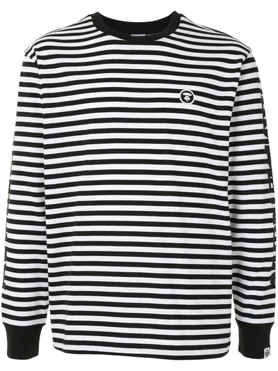 Shop Aape By A Bathing Ape Striped Long-sleeved Top In Black