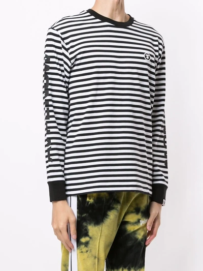 Shop Aape By A Bathing Ape Striped Long-sleeved Top In Black