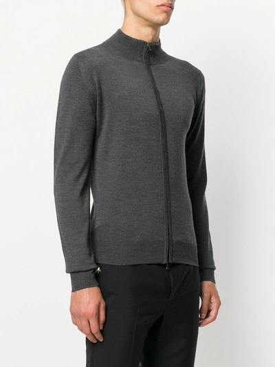 John Smedley High Neck Zipped Cardigan In Grey