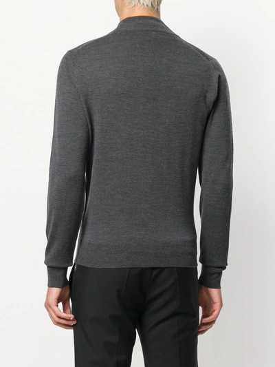 John Smedley High Neck Zipped Cardigan In Grey