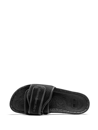 Adidas Originals By Pharrell Williams Adidas Originals Chancletas Hu Man Sandals Black Size 7 Textile Fibers In Black