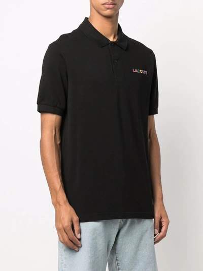 Shop Lacoste Embroidered-logo Polo Shirt In Black