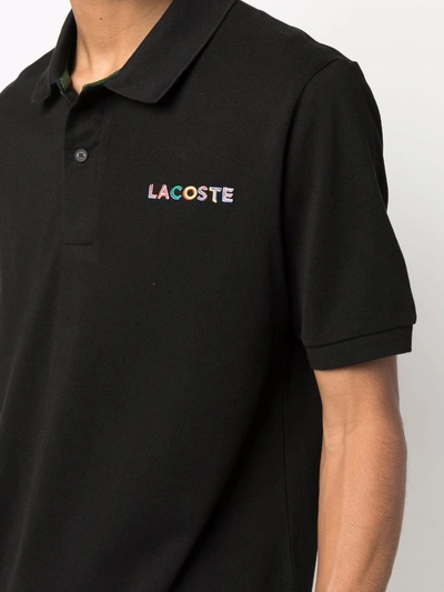 Shop Lacoste Embroidered-logo Polo Shirt In Black