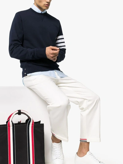 Shop Thom Browne Engineered 4-bar Jersey Sweatshirt In Blue