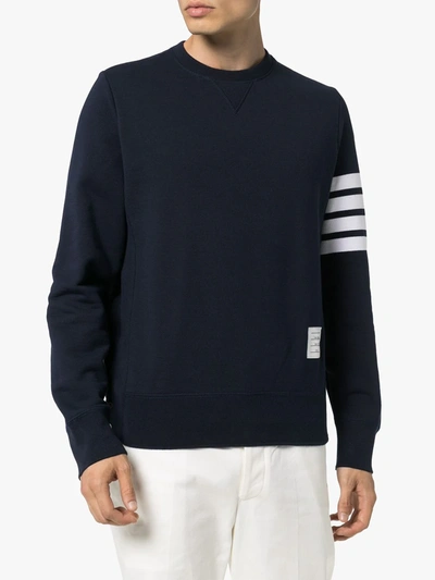 Thom Browne Engineered 4-bar Cotton Sweatshirt In Blue