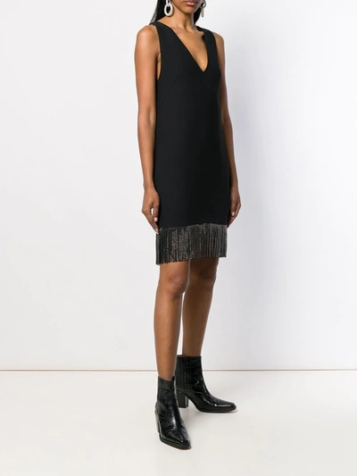 Shop Philosophy Di Lorenzo Serafini Fringed Hem Dress In Black