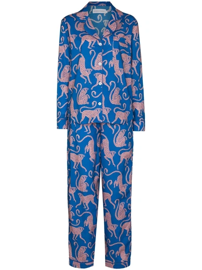 Shop Desmond & Dempsey Chango Print Pyjamas In Blue