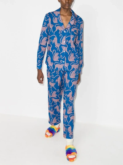 Shop Desmond & Dempsey Chango Print Pyjamas In Blue