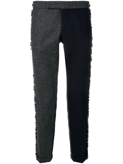 Shop Thom Browne Frayed Edges Skinny Trouser In Grey